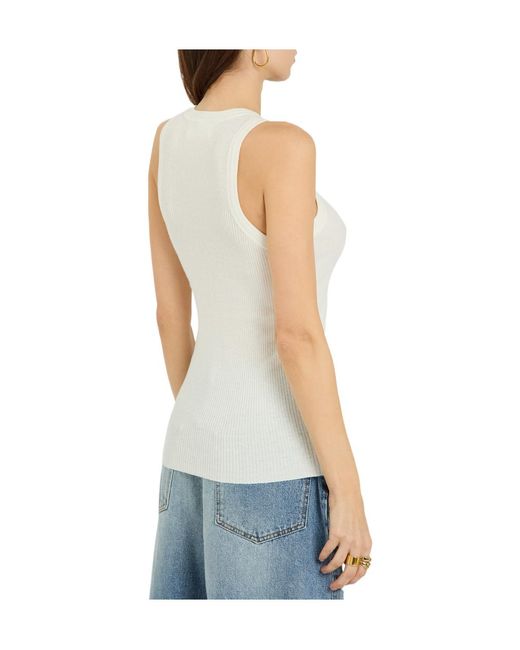 Lisa Yang White Ribbed Blended Vest