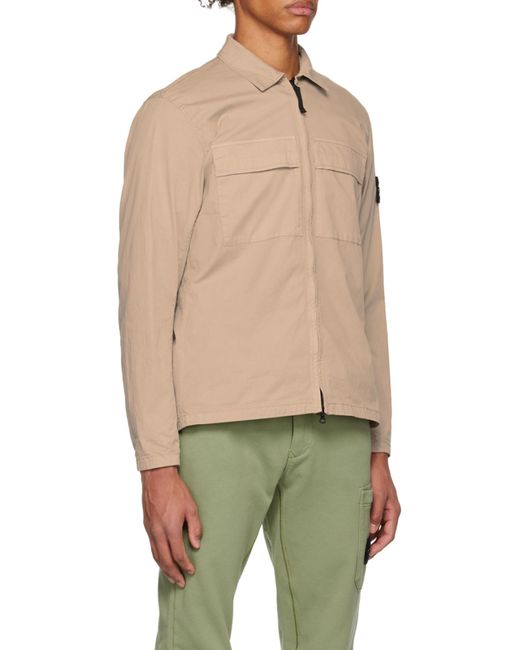 Stone Island Natural Logo-Patch Sleeve Shirt for men