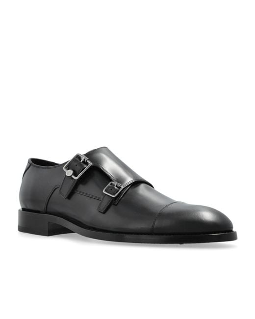 Jimmy Choo Black Finnion Monkstrap Derby Shoes for men