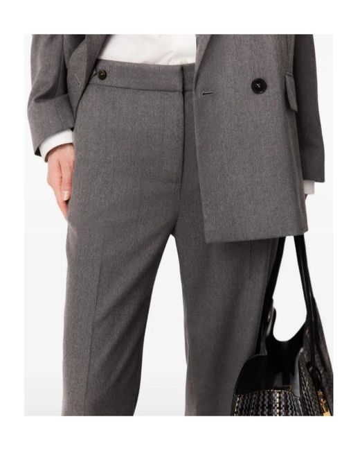 Stella McCartney Gray Button-Tab Pressed-Crease Trousers