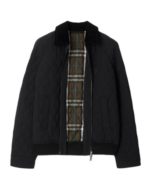 Burberry Black Zip-Up Quilted Jacket for men