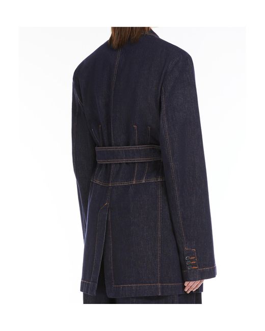 Sportmax Blue Domino Button-Up Denim Jacket