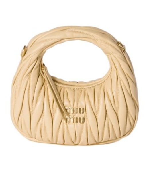Miu Miu Metallic Wander Matelassé Nappa Leather Hobo Mini-Bag