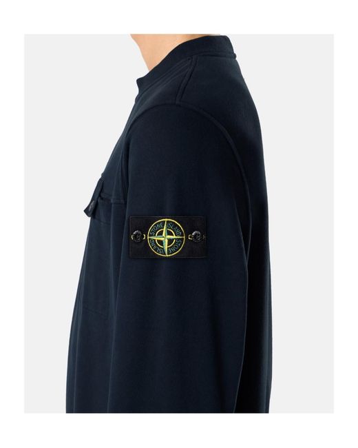 Stone Island Blue Logo-Patch Pocket Sweatshirt for men