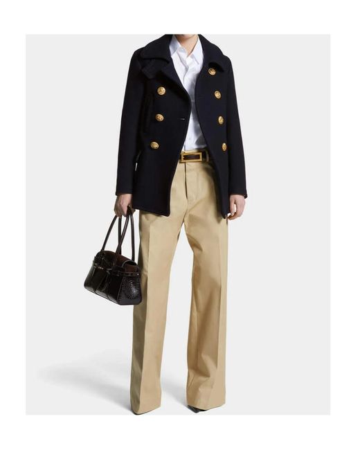 DSquared² Blue Double-Breasted Coat