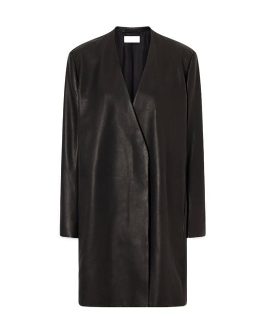 The Row Black Long-Sleeved Leather Coat