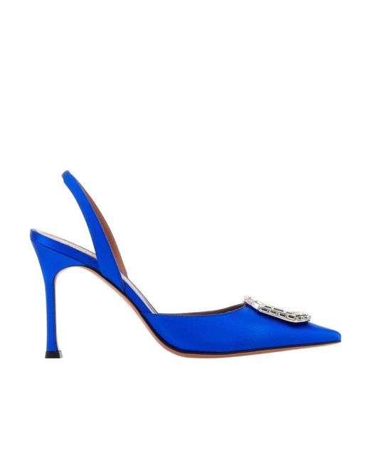AMINA MUADDI Blue Pointed Shoes With Exposed Heels