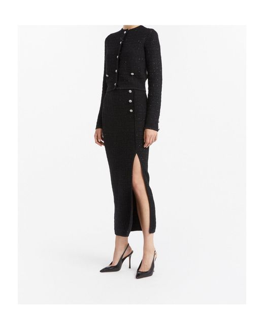 Alessandra Rich Black Button-Slit Long Skirt
