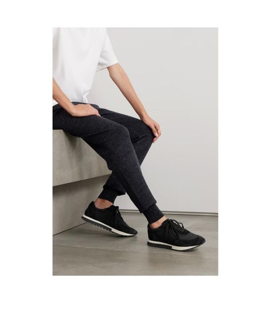 The Row Black Round-Toe Lace-Up Sneakers