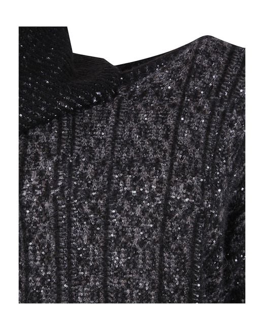 D.exterior Black High-Neck Knit Sweater