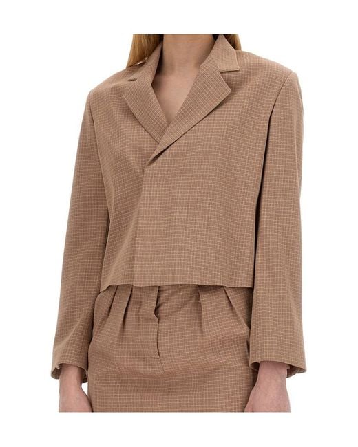 Alysi Brown Cropped Check Jacket