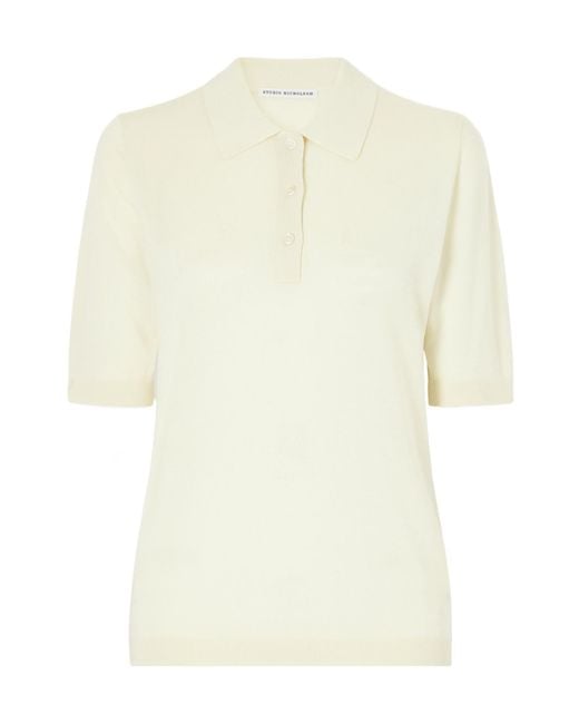 Studio Nicholson White Short-Sleeved Knitted Polo Shirt
