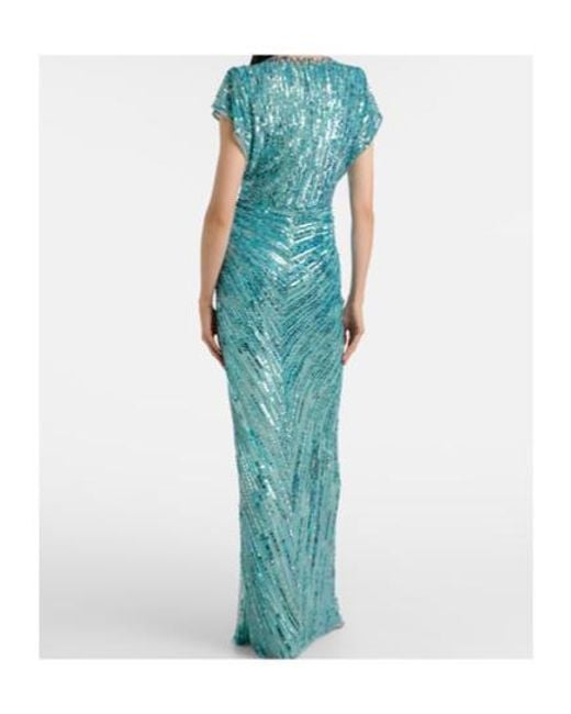 Jenny Packham Green Lacie Gathered Embellished Gown