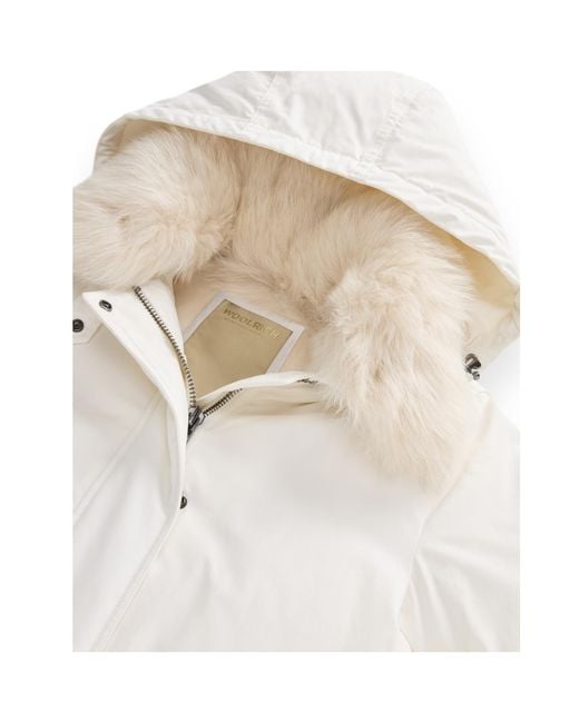 Woolrich White Long-Sleeved Hooded Parka