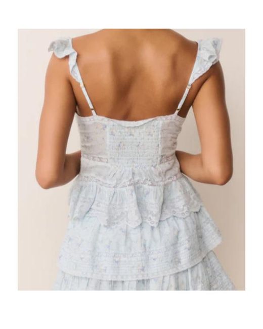 LoveShackFancy White Lainie Ruffled Lace Top