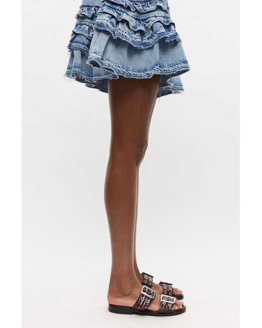Ganni Brown Feminine Buckle Two-Strap Sandals