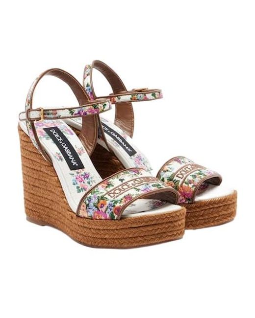 Dolce & Gabbana Metallic Floral Espadrille Wedges