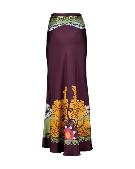 LaDoubleJ Purple Place-Print Maxi Skirt