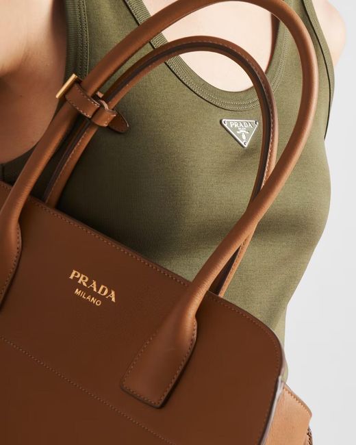Prada Green Logo Plaque Sleeveless Tank Top