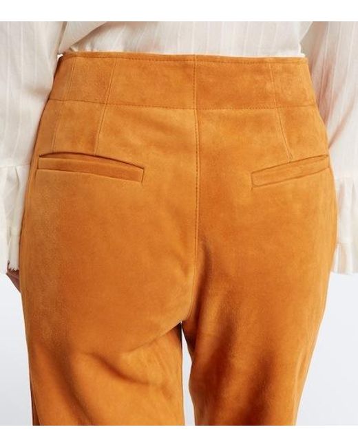 Ulla Johnson Orange Freja Suede Flared Pants