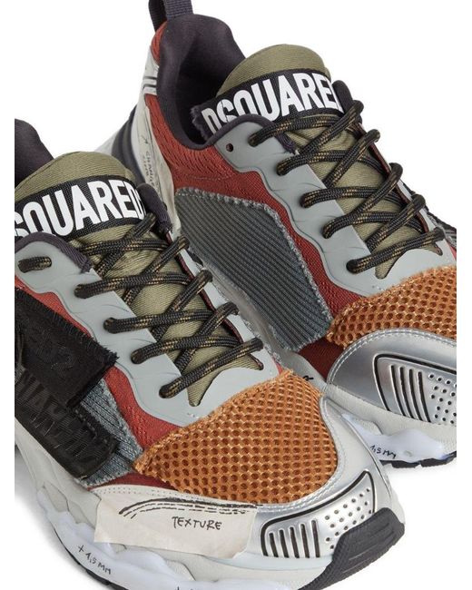 DSquared² Gray Logo-Patch Lace-Up Sneakers for men