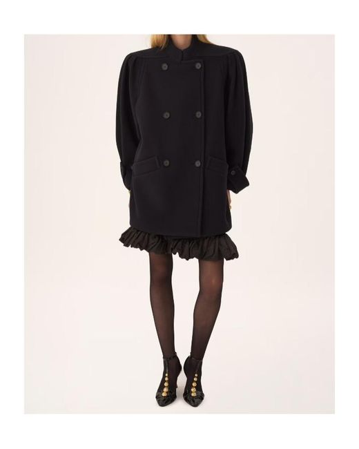 Chloé Blue High-Neck Double-Breasted Coat