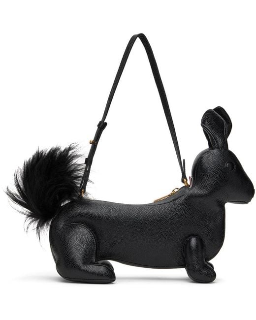 Thom Browne Black Squirrel-Motif Zipped Shoulder Bag