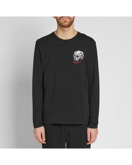 McQueen Black T-Shirt With Round Neck And Long Sleeves for men