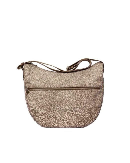 Borbonese Natural Zippered Shoulder Bag