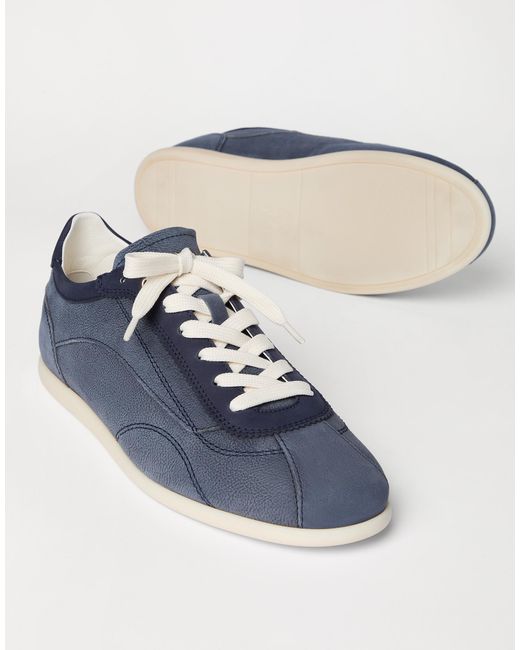 Brunello Cucinelli Blue Panelled Low-Top Sneakers for men