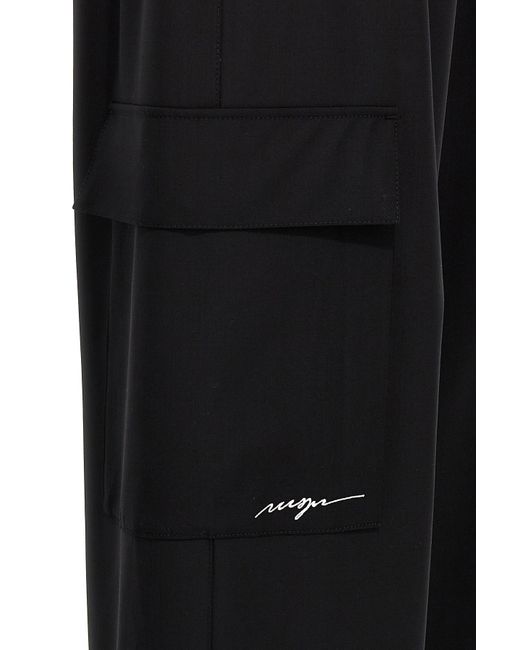 MSGM Black Drawstring Cargo Pants for men