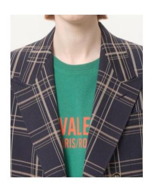 Valentino Blue Checked Double-Breasted Blazer for men