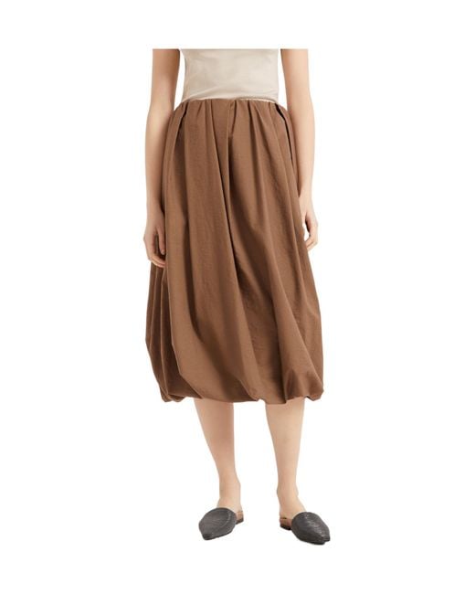 Brunello Cucinelli Brown Puffball Midi Skirt