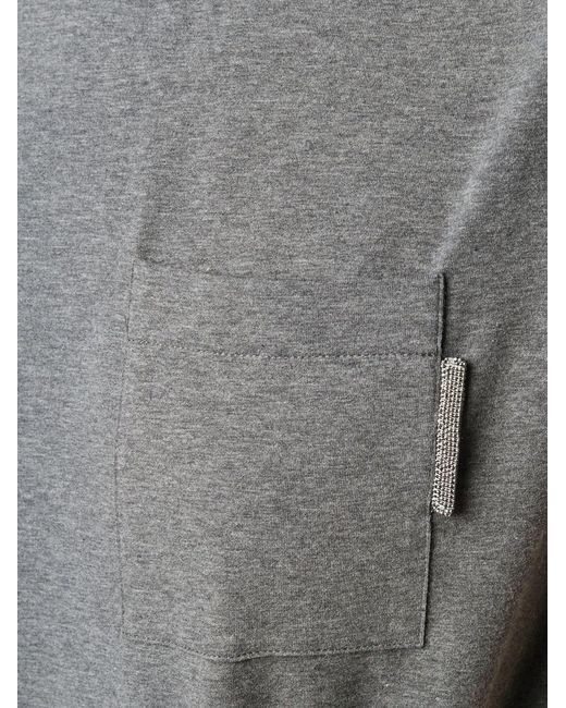 Brunello Cucinelli Gray Rolled Sleeve T-Shirt