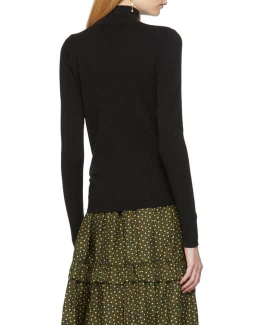Chloé Black Hollowed-Out Detail Densely Woven Pullover