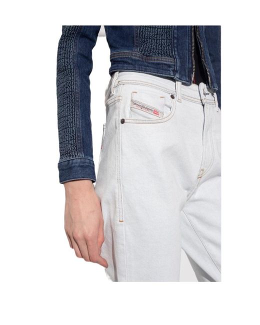 DIESEL White 2004 Logo Detailed High-Rise Tapered Jeans