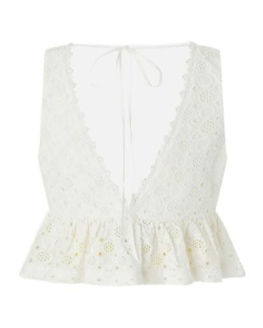 Pinko White Kiersten V-Neck Top