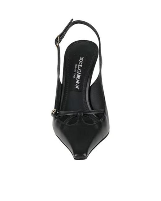 Dolce & Gabbana Black Pointedtoe Stilettoheel Leather Shoes