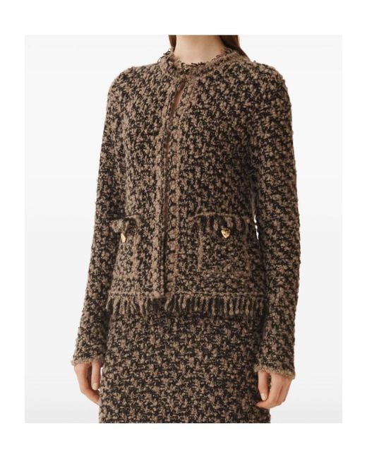Fabiana Filippi Brown Fringed Tweed Jacket