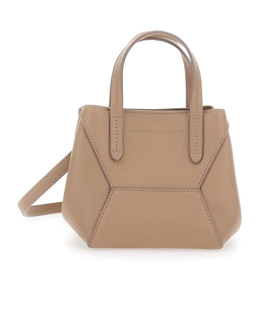Brunello Cucinelli Natural Duo Mini Top Handle Bag