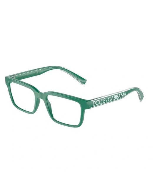 Dolce & Gabbana Green Eyewear Rectangular Frame Glasses for men