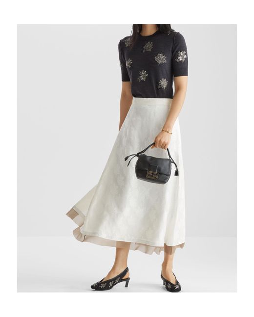 Fendi Black Knitted Sequined Flower Midi Dress