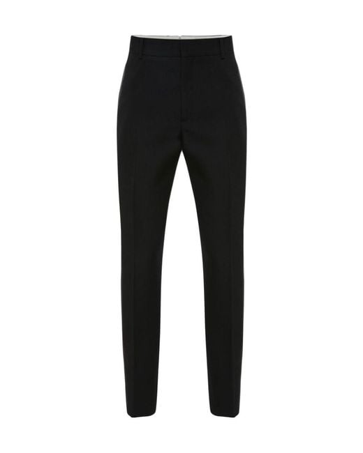 McQueen Black Slim-Cut Tailored Trousers for men