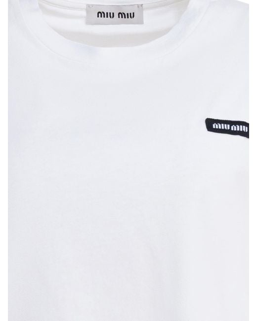 Miu Miu White Set Of Three Logo Patch T-Shirts