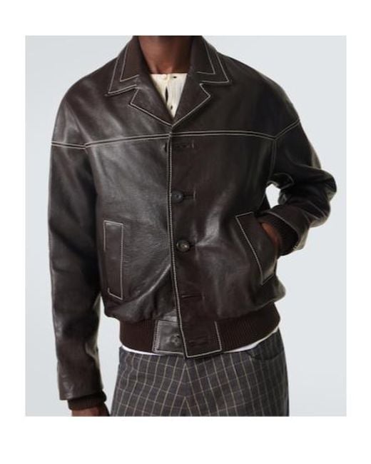 Wales Bonner Black Time Leather Jacket for men