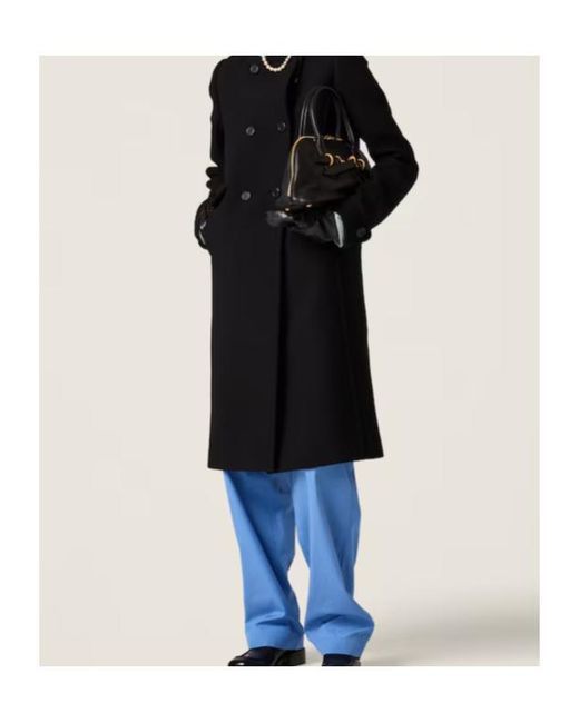 Miu Miu Blue Logo-Embroidered Straight Leg Pants