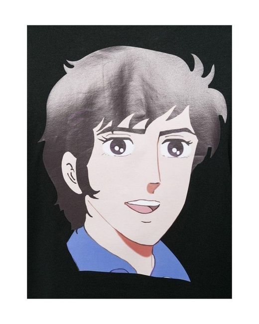 MSGM Black Viscose Pattern T-Shirt for men