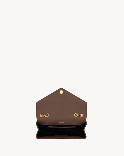 Saint Laurent Brown Loulou Logo Plaque Medium Shoulder Bag