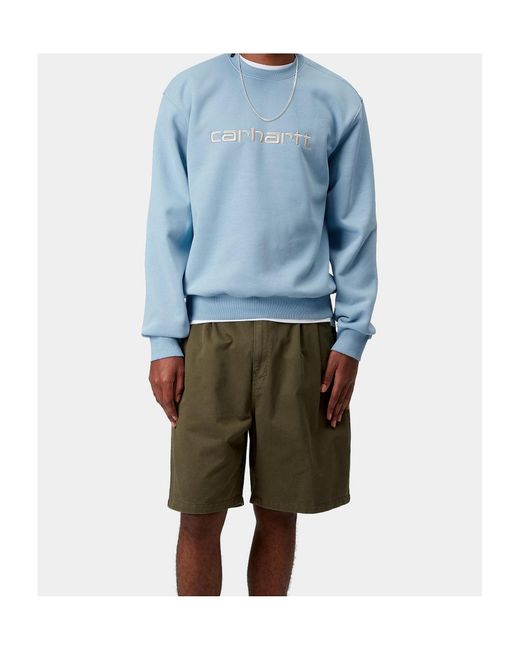 Carhartt Blue Logo Embroidered Crewneck Sweatshirt for men