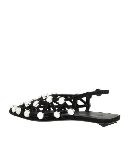 The Attico White The Grid Slingback Ballerina Flats